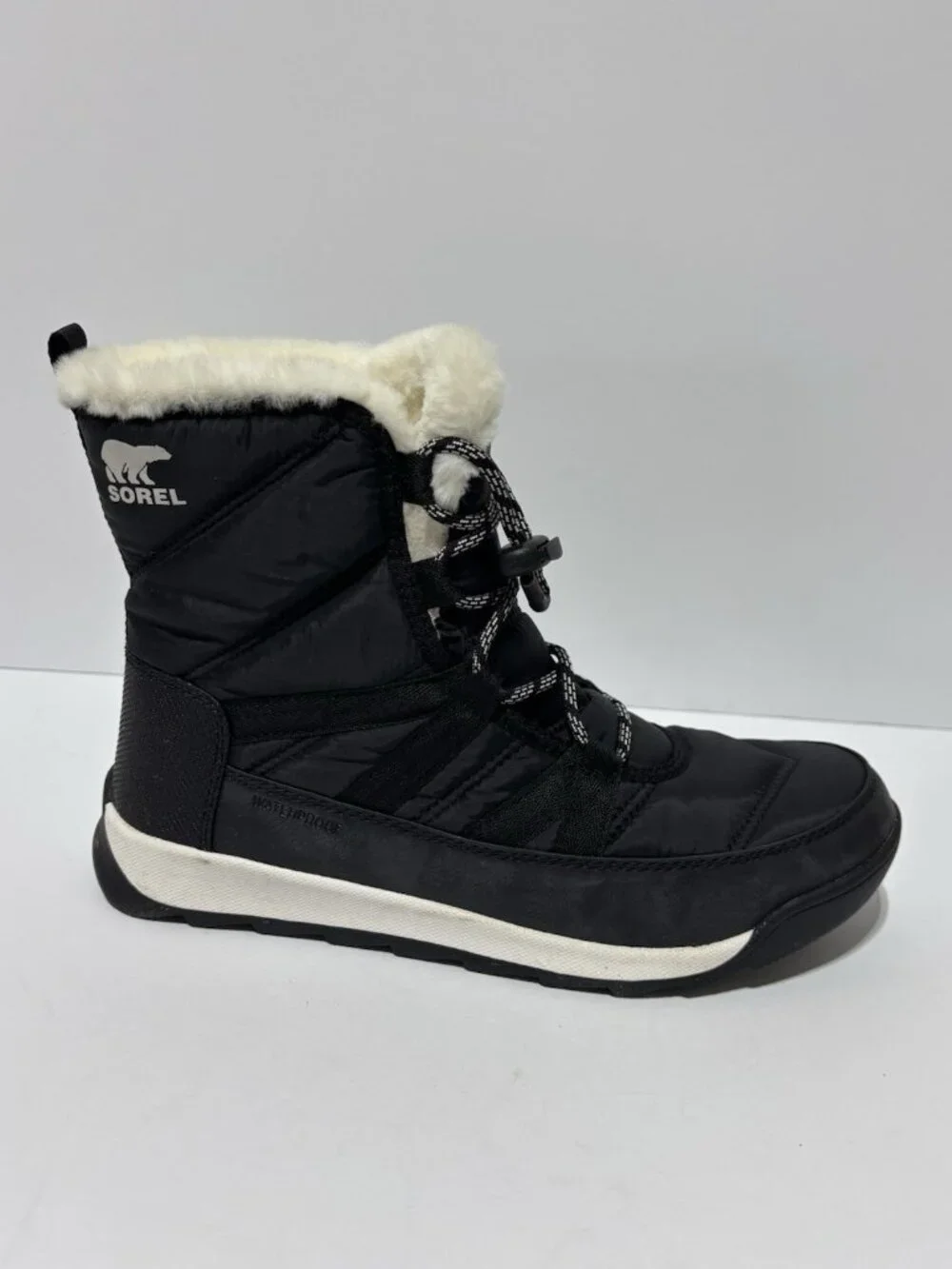 Sorel Big Kids’ Whitney Black Waterproof Winter Boots, Girls’ Size 7 M